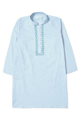 Pastel Blue Embroidered Kurta